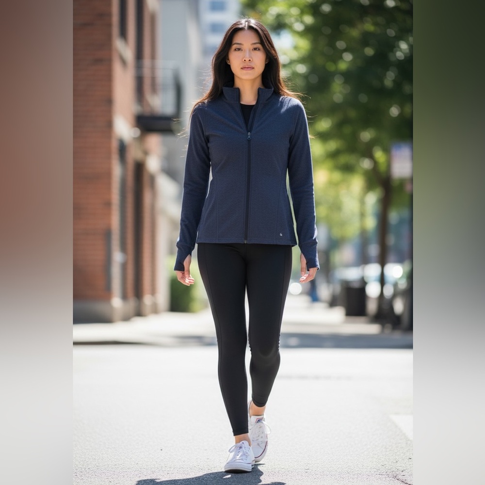 Straight Down Quinn Jacket Women’s Small Full Zip Blue Athletic‎ Stretch NWT